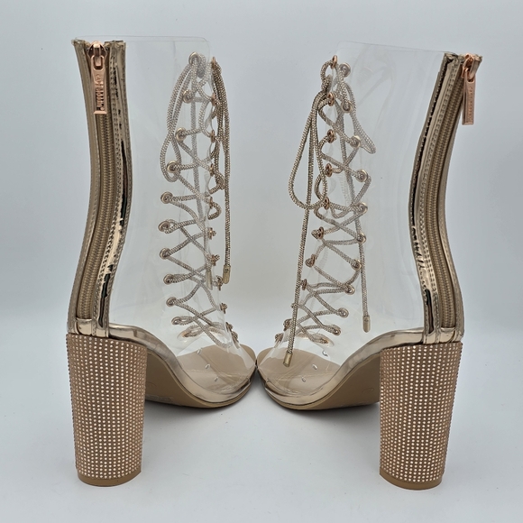 NWOT Cape Robbin Lookey Rose Gold Clear See-through Transparent Heeled Booties - Picture 7 of 16